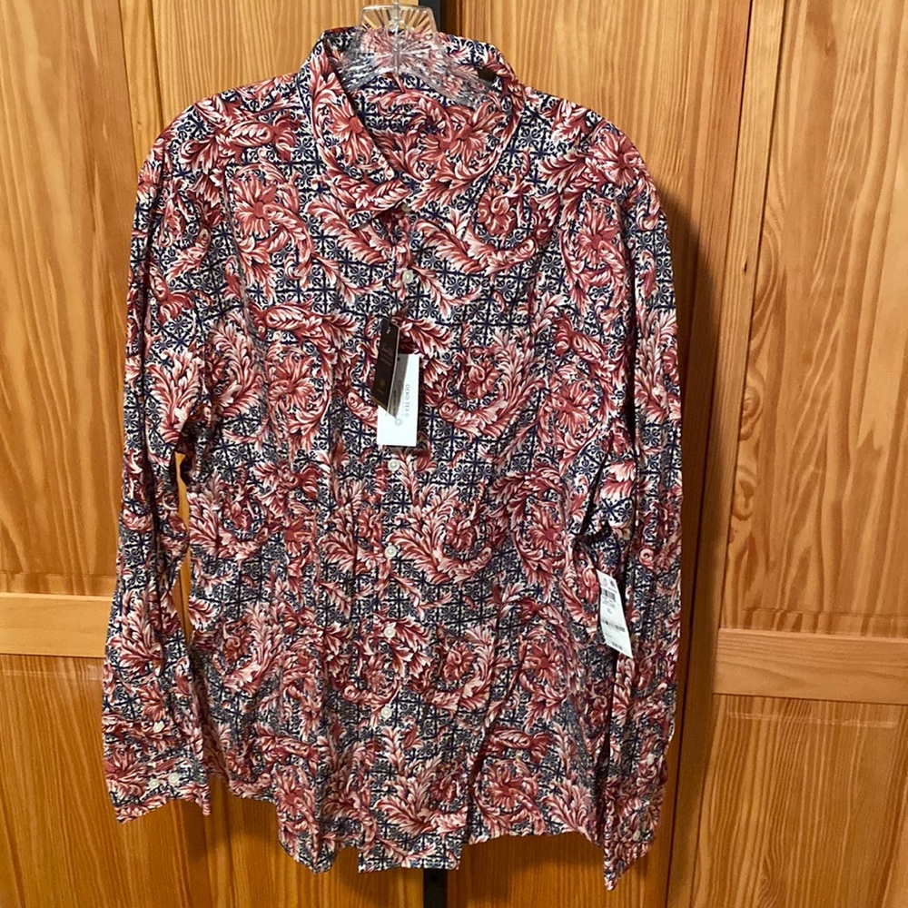 TASSO ELBA men’s floral paisley design button down shirt